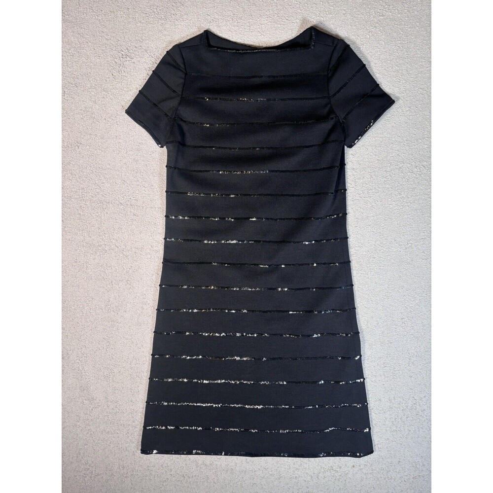 Vintage Dalton Pure Virgin Wool Sequin Stripes Black Cocktail Dress 50-60s Style